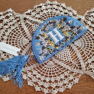 Anthropologie "H" Beaded Monogram Clutch